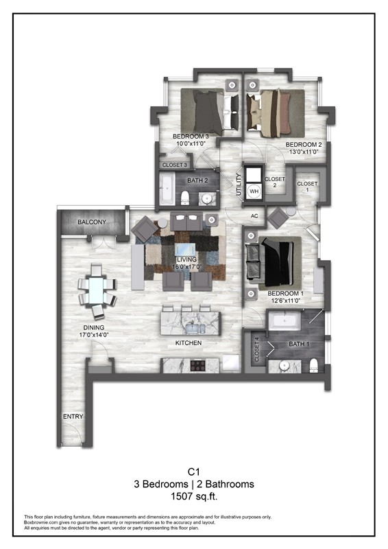 Floor plan layout diagram for C1